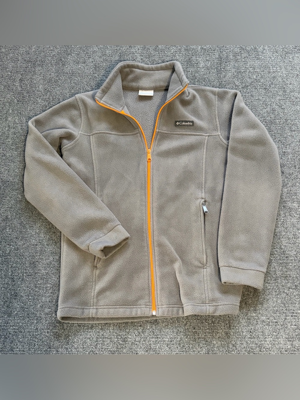 Columbia Youth L 14/16 Fleece Jacket Gray Orange Full Zip Boys Girls Kids